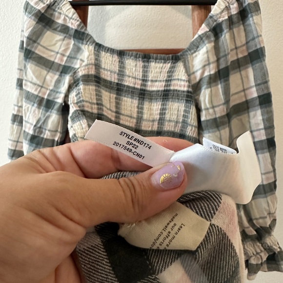 Madewell Elbow-Sleeve Smocked Dress in Lebaum Plaid NWOT - Picture 6 of 9